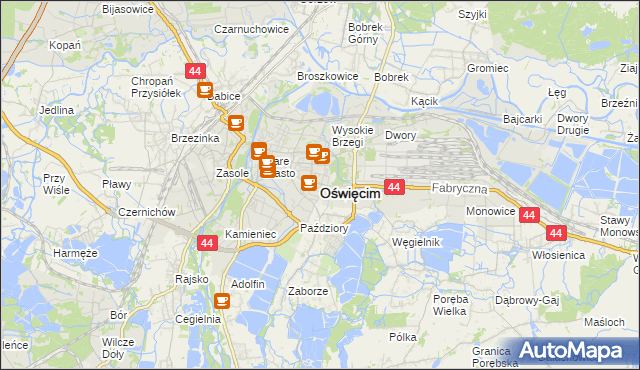 mapa Oświęcimia, Oświęcim na mapie Targeo