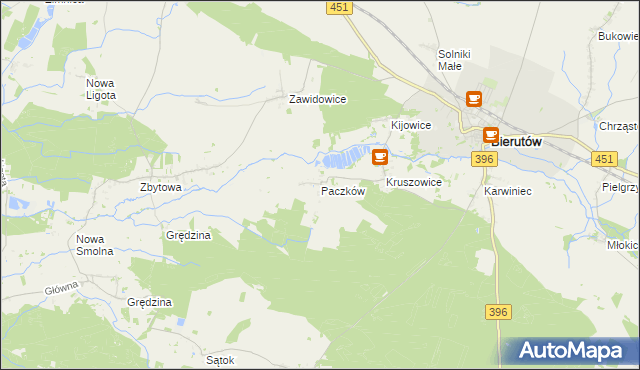 mapa Paczków gmina Bierutów, Paczków gmina Bierutów na mapie Targeo