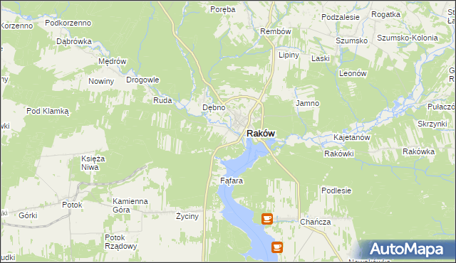 mapa Pągowiec gmina Raków, Pągowiec gmina Raków na mapie Targeo
