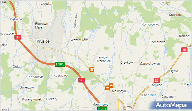 mapa Pawłów Trzebnicki, Pawłów Trzebnicki na mapie Targeo