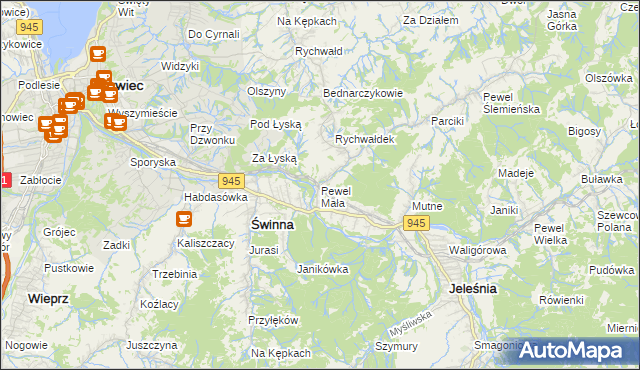 mapa Pewel Mała, Pewel Mała na mapie Targeo