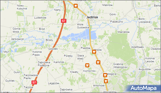 mapa Piastów gmina Jedlińsk, Piastów gmina Jedlińsk na mapie Targeo