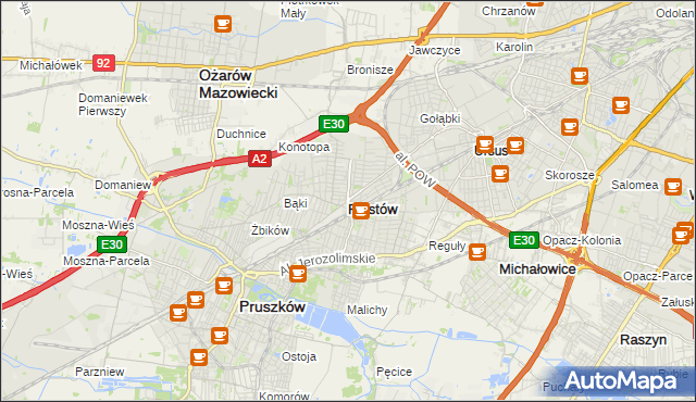 mapa Piastów powiat pruszkowski, Piastów powiat pruszkowski na mapie Targeo