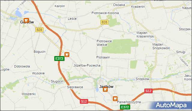 mapa Piotrawin gmina Jastków, Piotrawin gmina Jastków na mapie Targeo