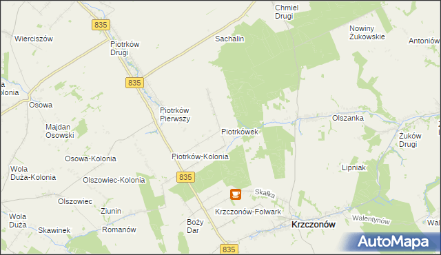 mapa Piotrkówek gmina Krzczonów, Piotrkówek gmina Krzczonów na mapie Targeo