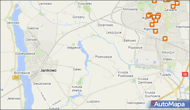 mapa Piotrkowice gmina Inowrocław, Piotrkowice gmina Inowrocław na mapie Targeo