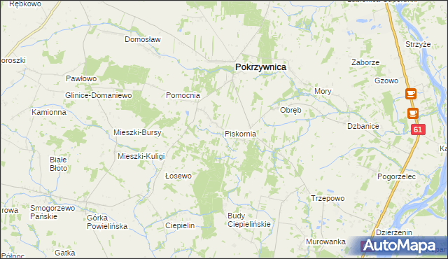 mapa Piskornia gmina Pokrzywnica, Piskornia gmina Pokrzywnica na mapie Targeo