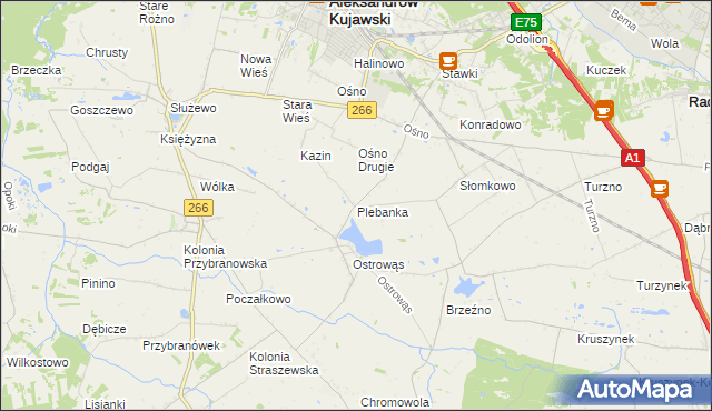 mapa Plebanka gmina Aleksandrów Kujawski, Plebanka gmina Aleksandrów Kujawski na mapie Targeo