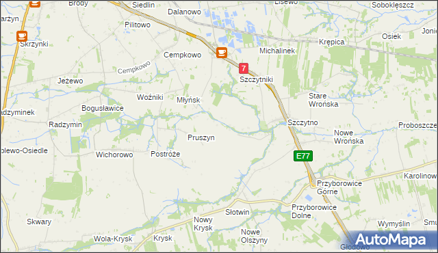 mapa Poczernin gmina Płońsk, Poczernin gmina Płońsk na mapie Targeo