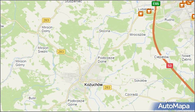 mapa Podbrzezie Dolne, Podbrzezie Dolne na mapie Targeo