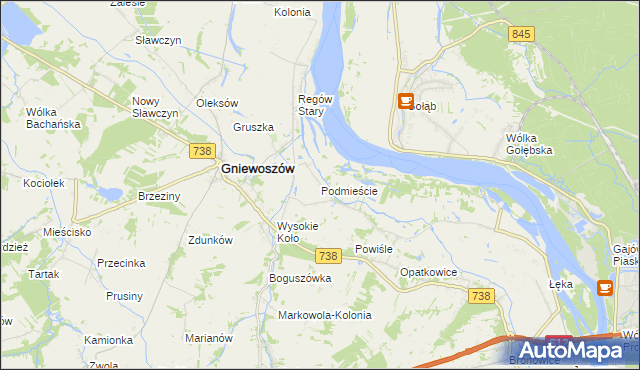 mapa Podmieście gmina Gniewoszów, Podmieście gmina Gniewoszów na mapie Targeo