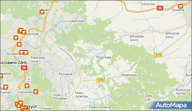 mapa Pogorzała gmina Świdnica, Pogorzała gmina Świdnica na mapie Targeo