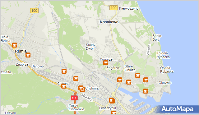 mapa Pogórze gmina Kosakowo, Pogórze gmina Kosakowo na mapie Targeo