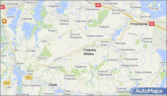 mapa Polanka Wielka, Polanka Wielka na mapie Targeo