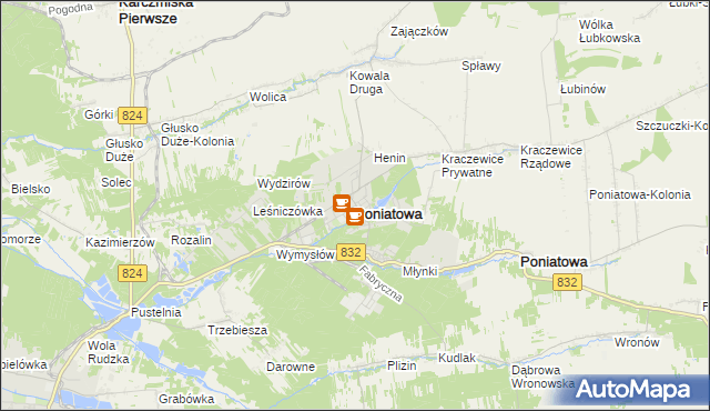 mapa Poniatowa powiat opolski, Poniatowa powiat opolski na mapie Targeo