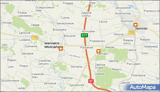 mapa Poskwitów, Poskwitów na mapie Targeo