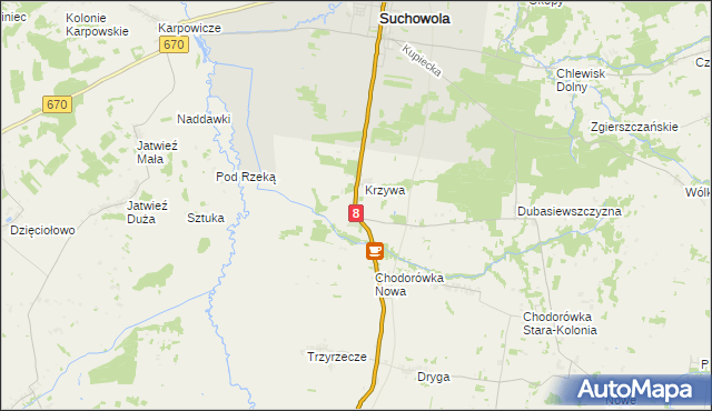 mapa Poświętne gmina Suchowola, Poświętne gmina Suchowola na mapie Targeo