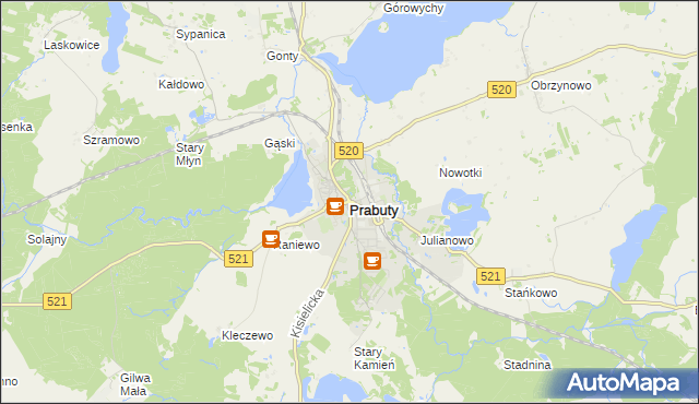 mapa Prabuty powiat kwidzyński, Prabuty powiat kwidzyński na mapie Targeo