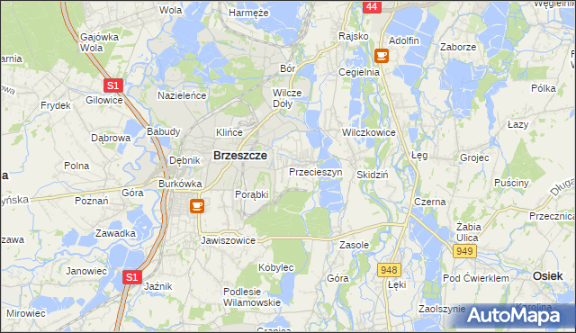 mapa Przecieszyn, Przecieszyn na mapie Targeo