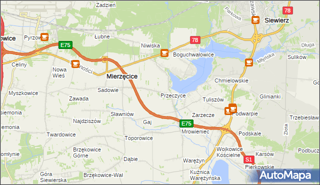 mapa Przeczyce, Przeczyce na mapie Targeo