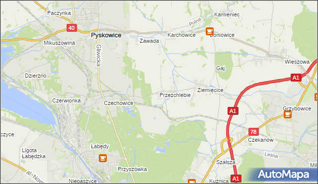 mapa Przezchlebie, Przezchlebie na mapie Targeo