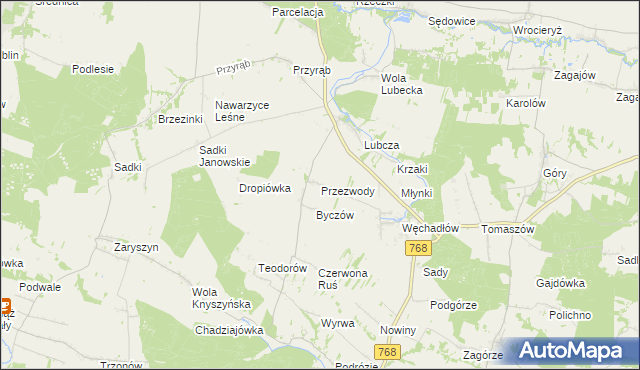 mapa Przezwody gmina Wodzisław, Przezwody gmina Wodzisław na mapie Targeo