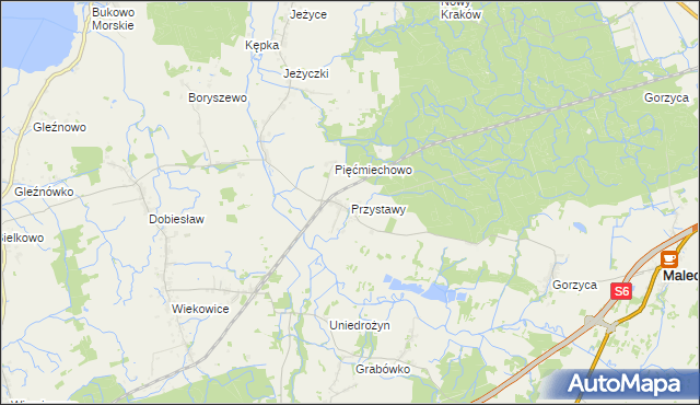 mapa Przystawy gmina Malechowo, Przystawy gmina Malechowo na mapie Targeo