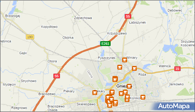 mapa Pyszczynek, Pyszczynek na mapie Targeo