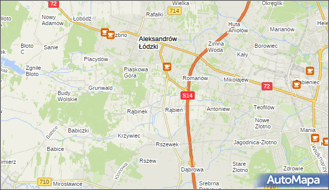 mapa Rąbień AB, Rąbień AB na mapie Targeo