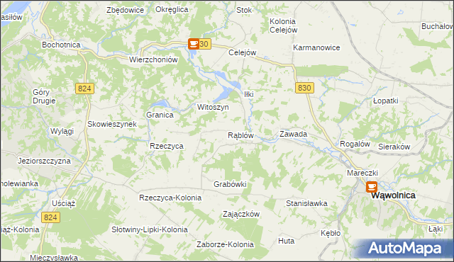 mapa Rąblów, Rąblów na mapie Targeo