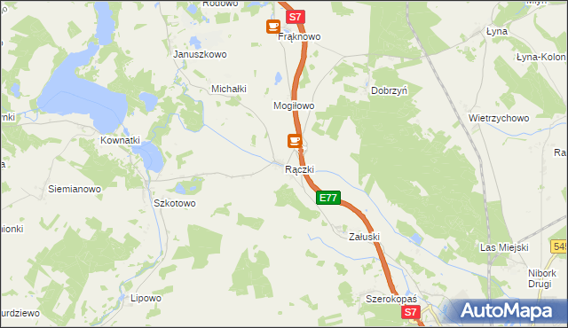 mapa Rączki gmina Nidzica, Rączki gmina Nidzica na mapie Targeo