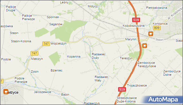 mapa Radawiec Duży, Radawiec Duży na mapie Targeo