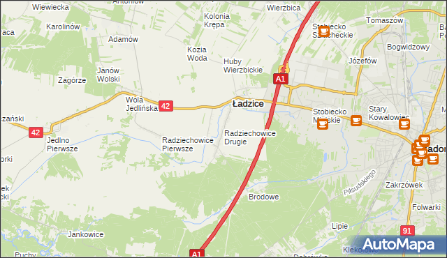 mapa Radziechowice Drugie, Radziechowice Drugie na mapie Targeo