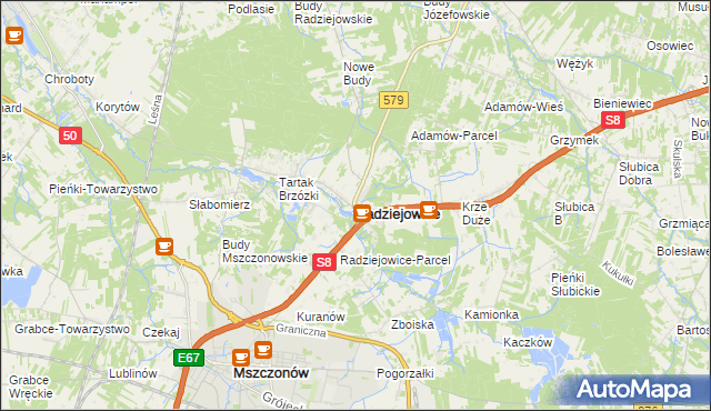 mapa Radziejowice, Radziejowice na mapie Targeo