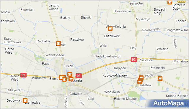 mapa Radzików-Instytut, Radzików-Instytut na mapie Targeo