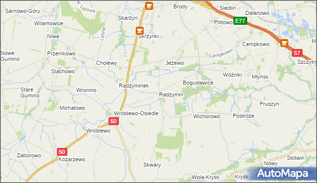 mapa Radzymin gmina Naruszewo, Radzymin gmina Naruszewo na mapie Targeo
