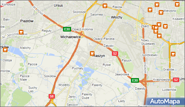 mapa Raszyn powiat pruszkowski, Raszyn powiat pruszkowski na mapie Targeo