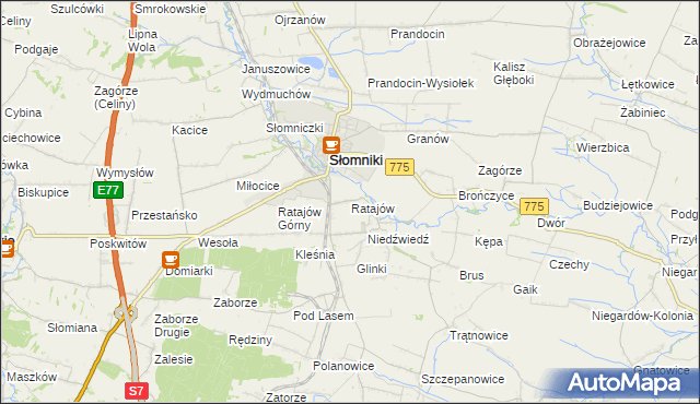 mapa Ratajów, Ratajów na mapie Targeo