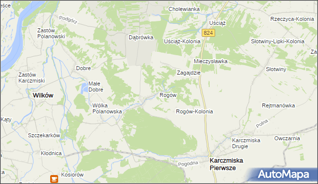 mapa Rogów gmina Wilków, Rogów gmina Wilków na mapie Targeo