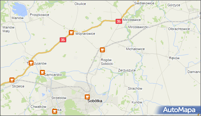mapa Rogów Sobócki, Rogów Sobócki na mapie Targeo