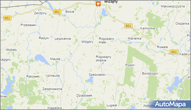 mapa Rogożajny Wielkie, Rogożajny Wielkie na mapie Targeo