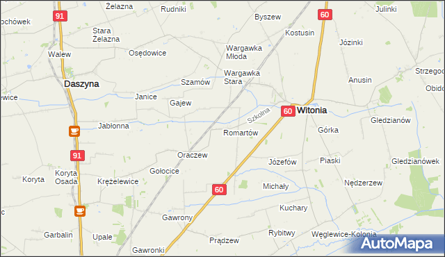 mapa Romartów, Romartów na mapie Targeo