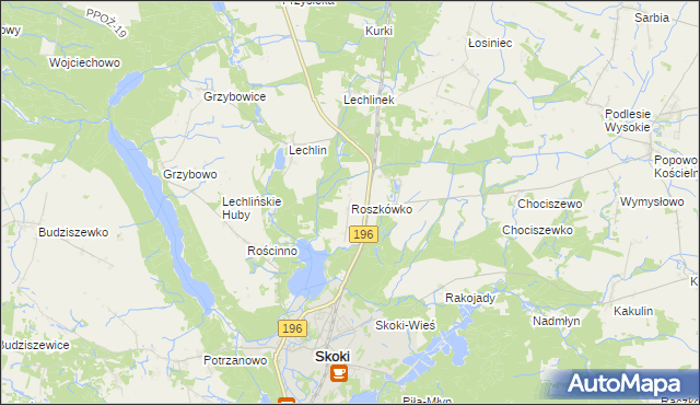 mapa Roszkówko gmina Skoki, Roszkówko gmina Skoki na mapie Targeo