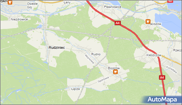 mapa Rudno gmina Rudziniec, Rudno gmina Rudziniec na mapie Targeo