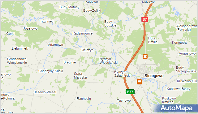 mapa Rydzyn Włościański, Rydzyn Włościański na mapie Targeo