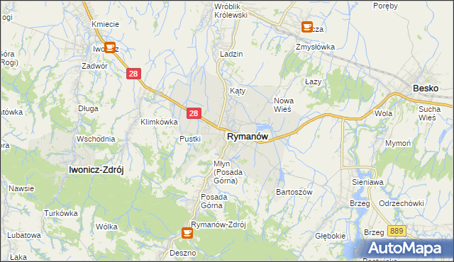 mapa Rymanów, Rymanów na mapie Targeo