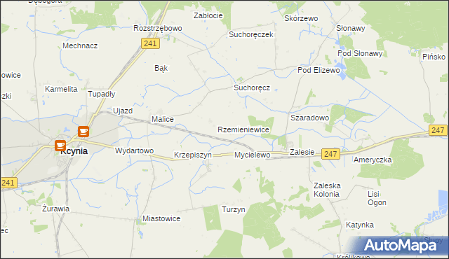 mapa Rzemieniewice gmina Szubin, Rzemieniewice gmina Szubin na mapie Targeo