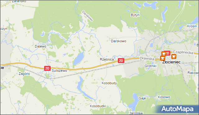 mapa Rzęśnica, Rzęśnica na mapie Targeo