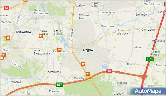 mapa Rzgów powiat łódzki wschodni, Rzgów powiat łódzki wschodni na mapie Targeo