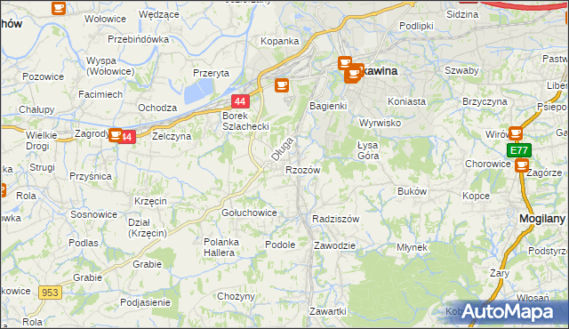 mapa Rzozów, Rzozów na mapie Targeo
